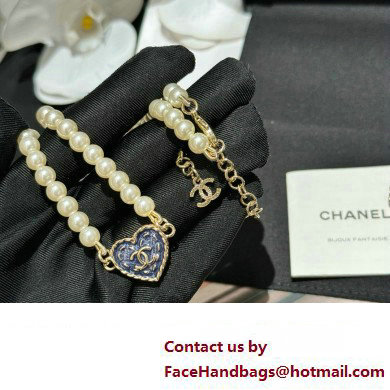 chanel Metal  &  Glass Pearls Gold, Blue  &  Pearly White CHOKER ABC711 2024